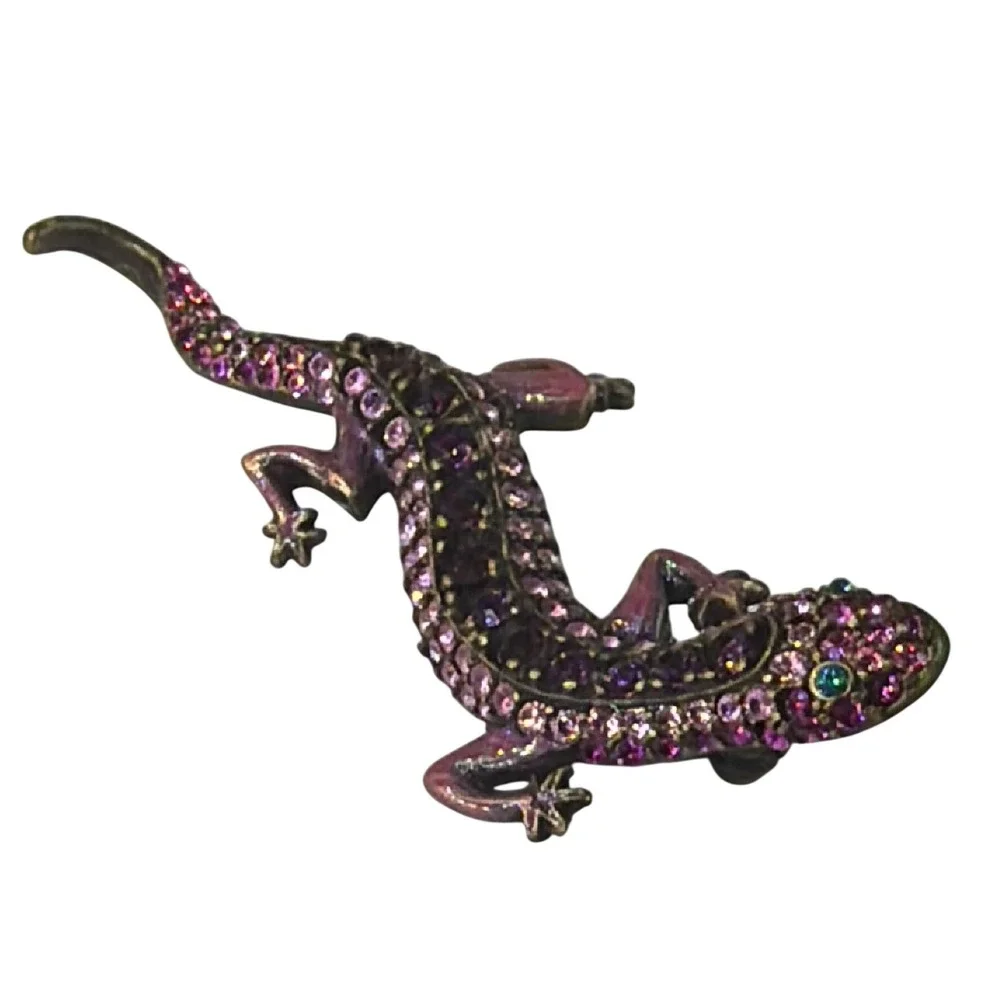 Jay Strongwater Pink Swarovski Crystal Lizard Salamander Brooch Pin Signed